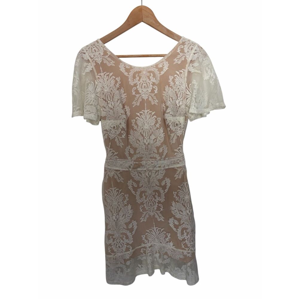 For Love & Lemons San Marcos Open Back Lace Mini Dress Ivory Size XS - Picture 5 of 12